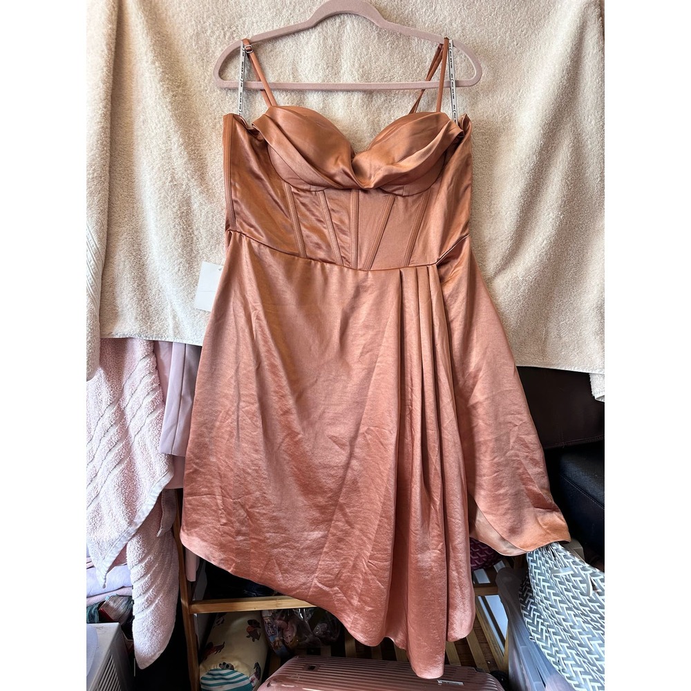 Miss Circle Brigid Coffee Satin Corset Dress Size XL - Picture 4 of 16